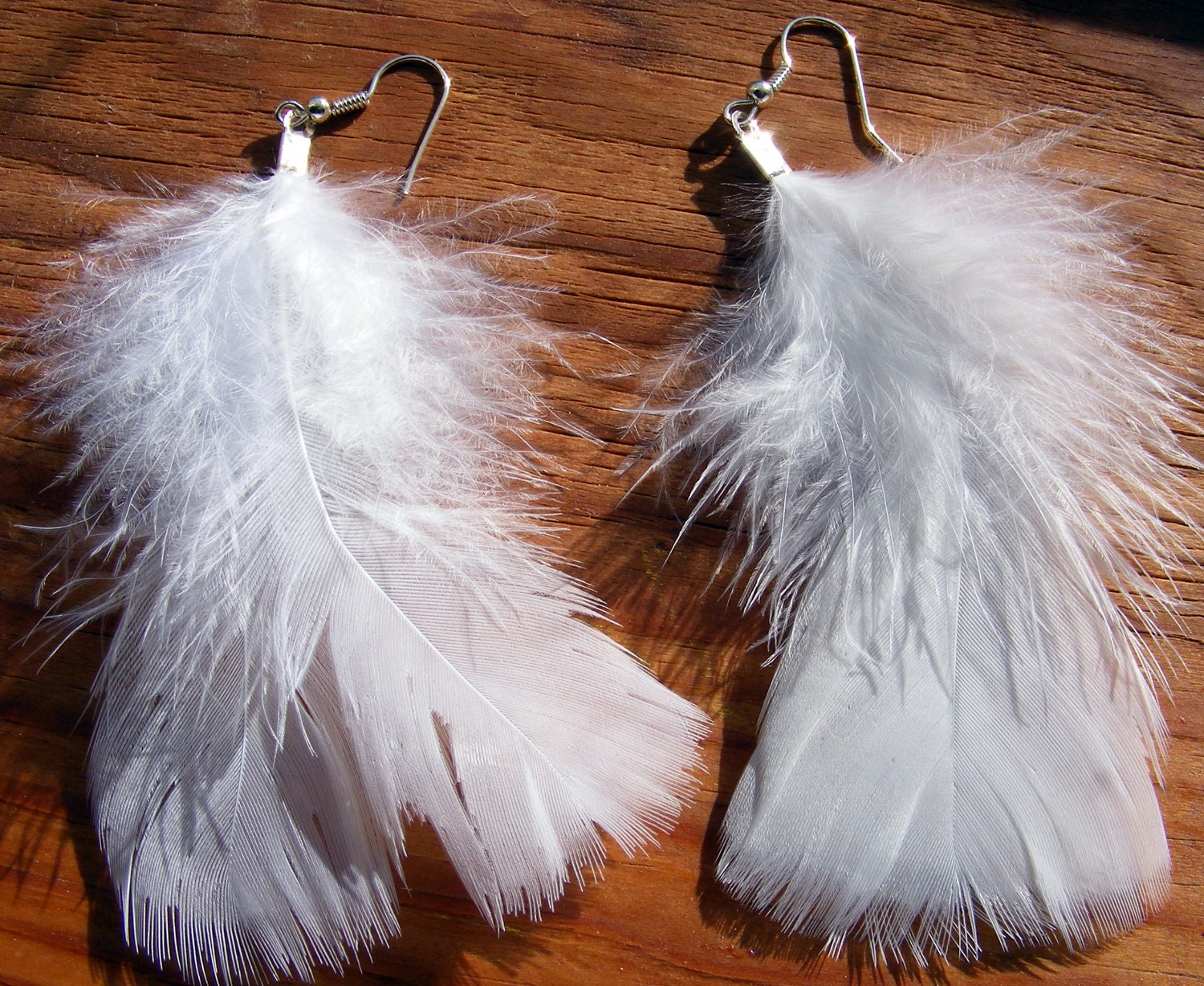 Earrings White Angel Feathers