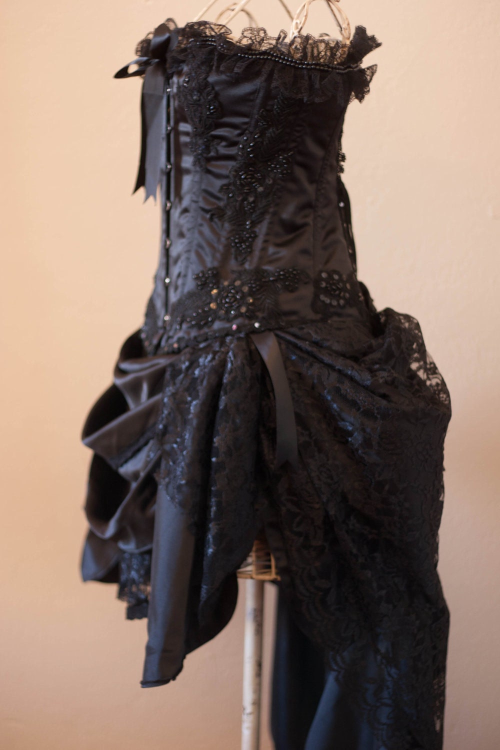 BLACK GYPSY - Steampunk Black Burlesque Corset Costume