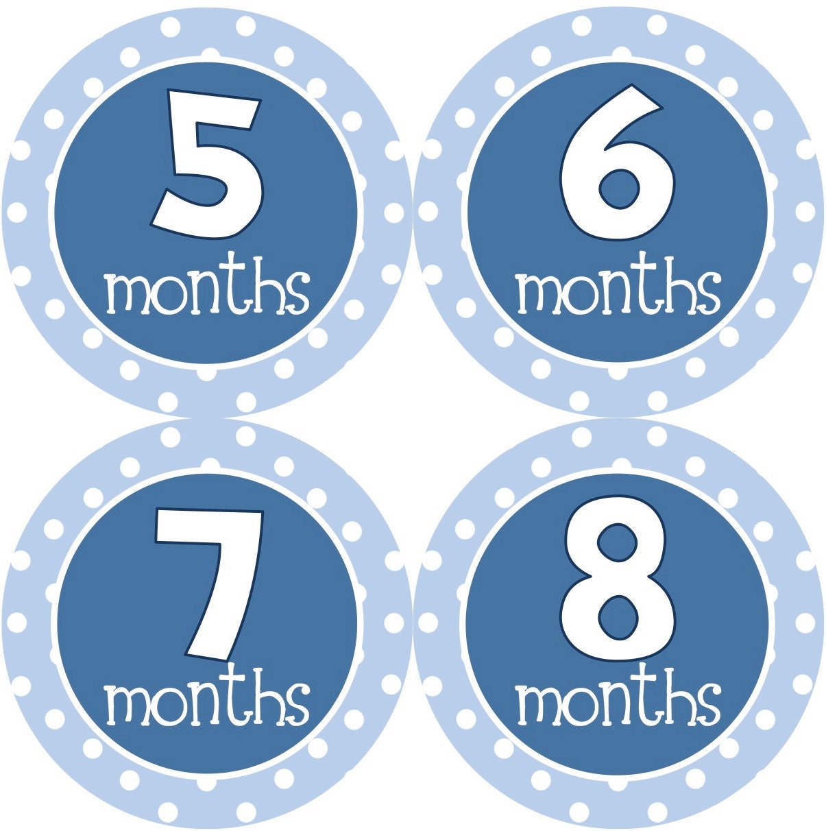 Baby Month Stickers Boy Monthly Onesie Stickers Navy Blue Light Blue Polkadot First Year Month Stickers Baby Shower Gift and Photo Prop Jake