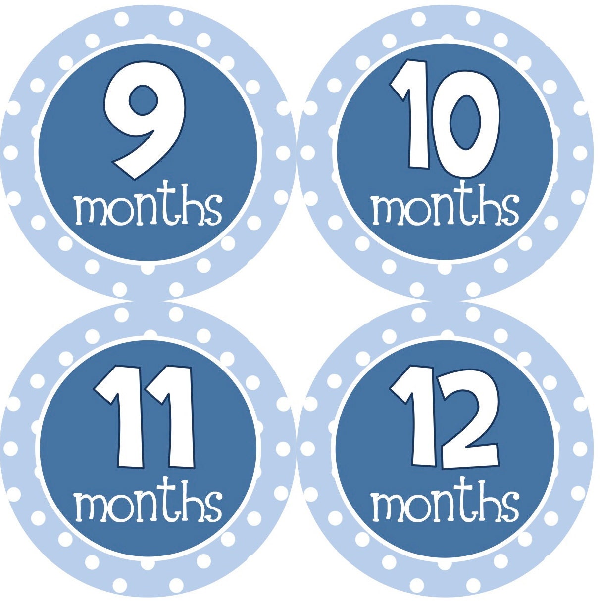 Baby Month Stickers Boy Monthly Onesie Stickers Navy Blue Light Blue Polkadot First Year Month Stickers Baby Shower Gift and Photo Prop Jake