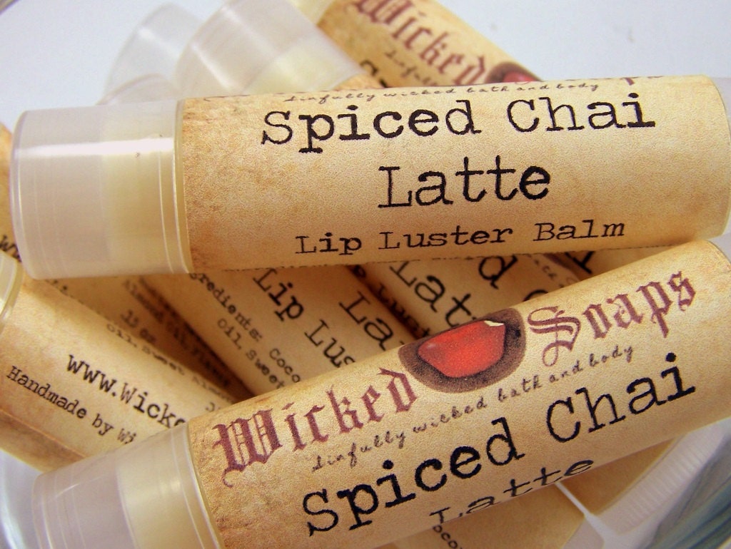 Lip Balm - Spiced Chai Latte Lip Balm - Cocoa Butter Beeswax Lip Balm Tube by WickedSoaps