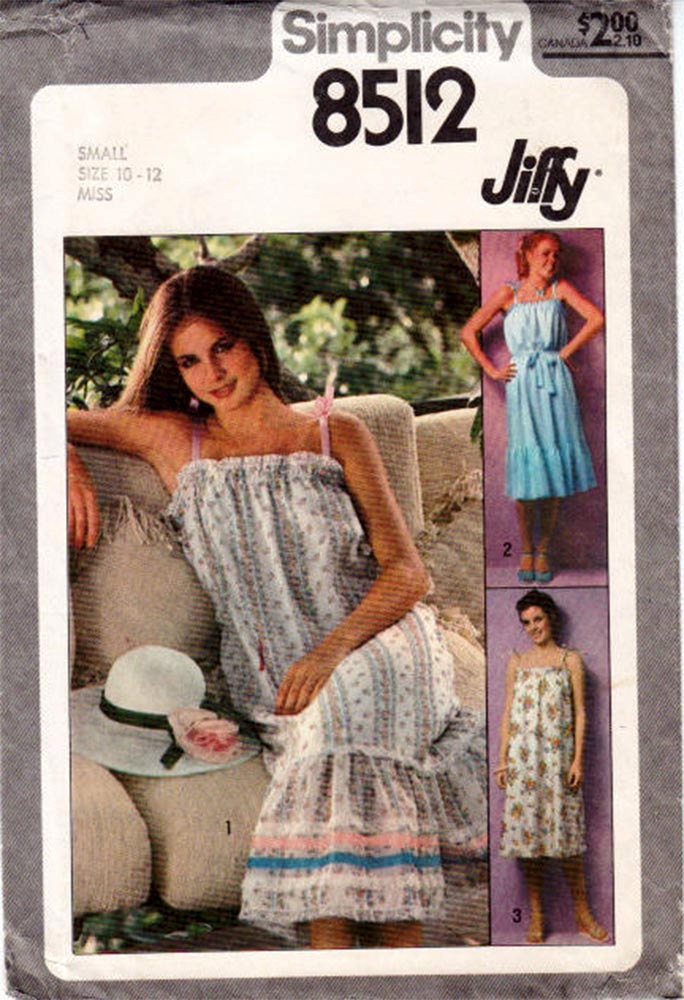 Vintage 1970s Misses' Sundress Sewing Pattern Simplicity 8512 Size 10-12 Bust 30.5-31.5 Complete Uncut