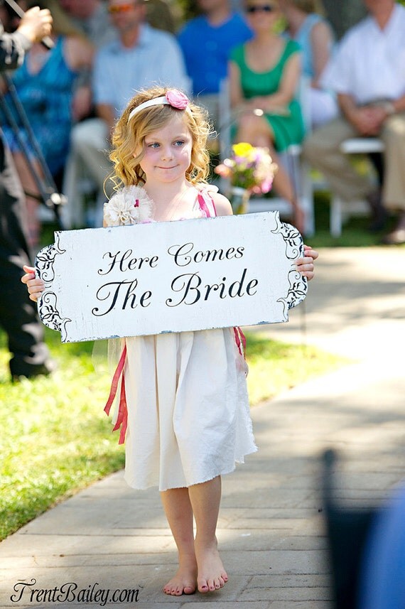 Here Comes The BRIDE Wedding signs Cottage Vintage Wedding Decorations 