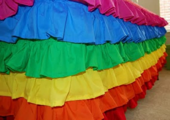 Rainbow Party  Ruffle table cloth