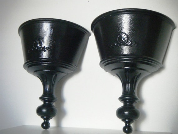 Wall Decor. Black Pocket Wall Sconces. Upcycled Home Decor. Vintage