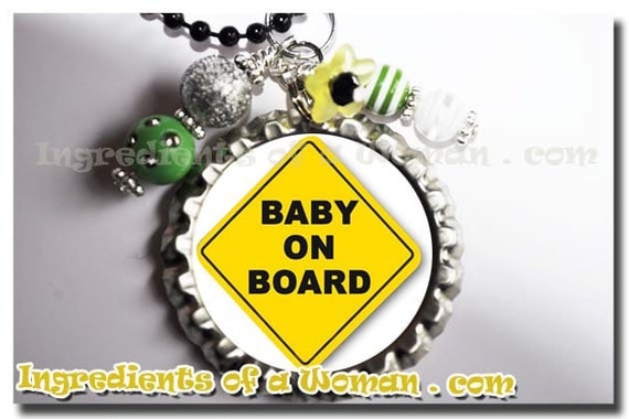 BABY ON BOARD Necklace, Jewelry, Pregnancy Bottlecap Bottle Cap by Ingredients of a Woman