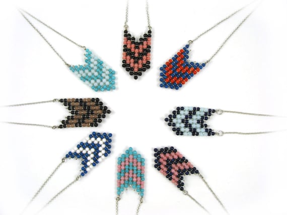 Chevron Beaded Pattern Necklace
