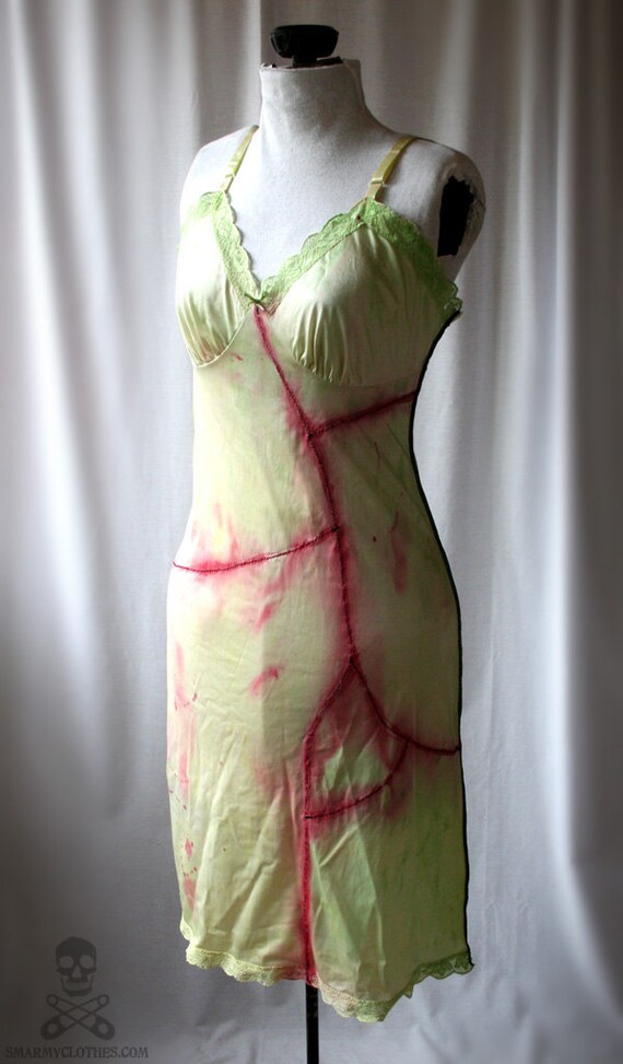 Blood n Stitches zombie slip dress Halloween costume - smarmyclothes horror diy