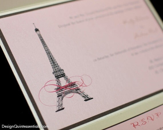 Eiffel Tower Theme Pocketfold Wedding Invitation From designquintessential