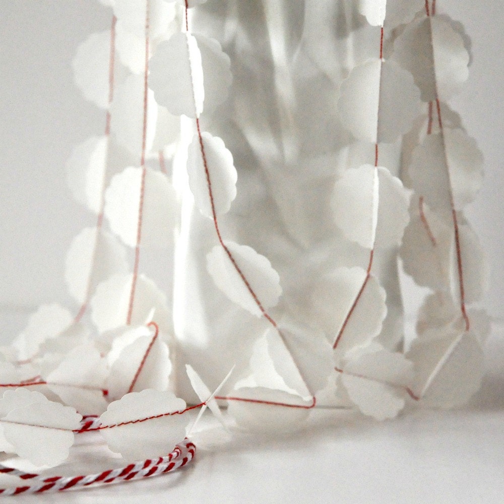 3D Bauble Translucent  White Paper Garland