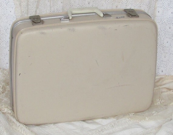 Wedding Card Holder Vintage Suitcase with PInk Flowers  by My Broken Art on Etsy