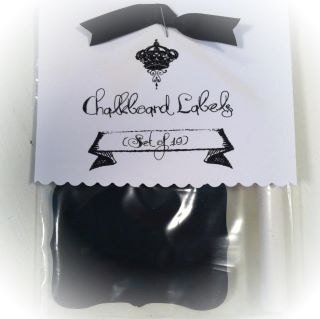 Set of 10 Chalkboard Vinyl Adhesive Labels, Tags, Shabby Scroll Rectangle Shape FREE Shipping