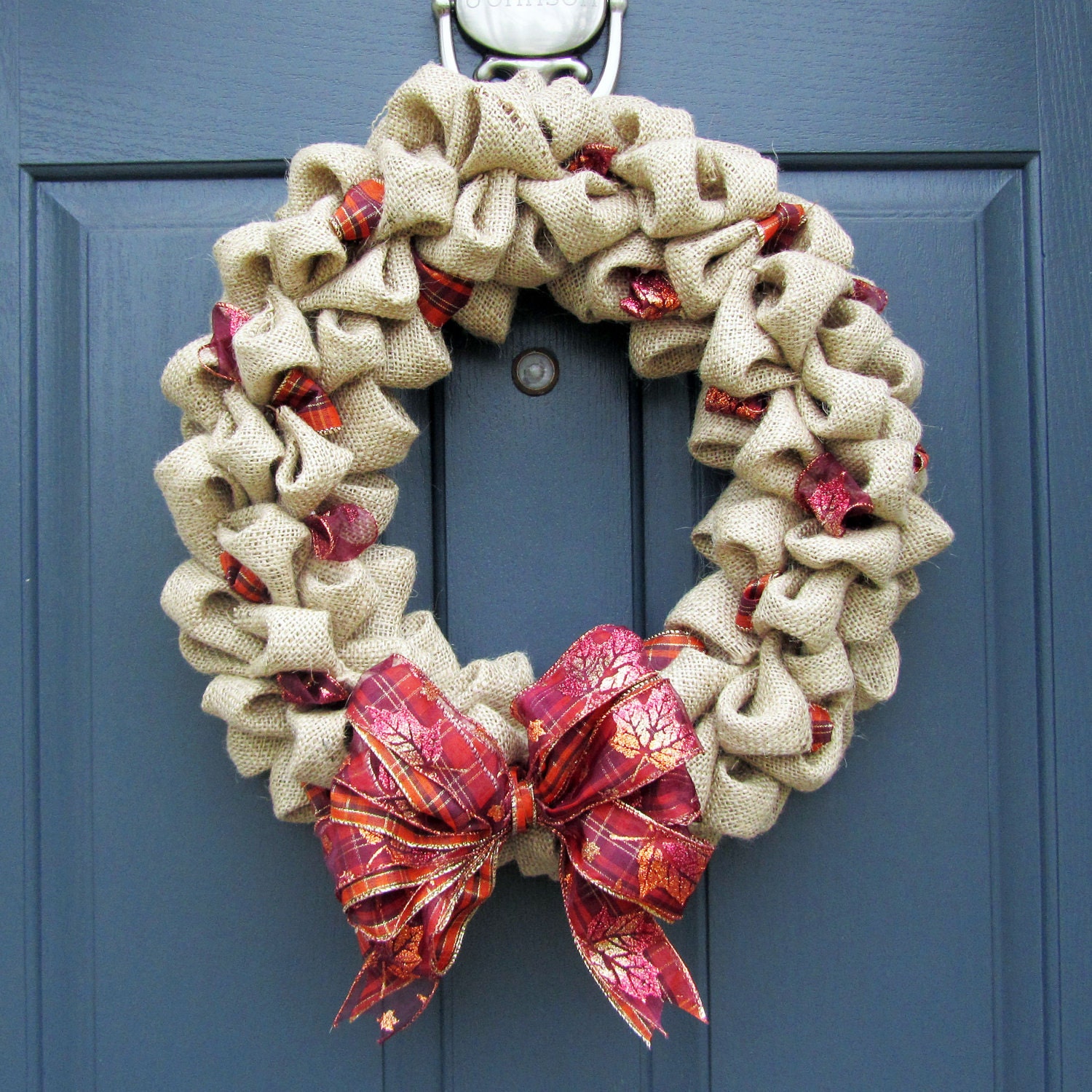 Festive Fall or Thanksgiving Burlap Wreath