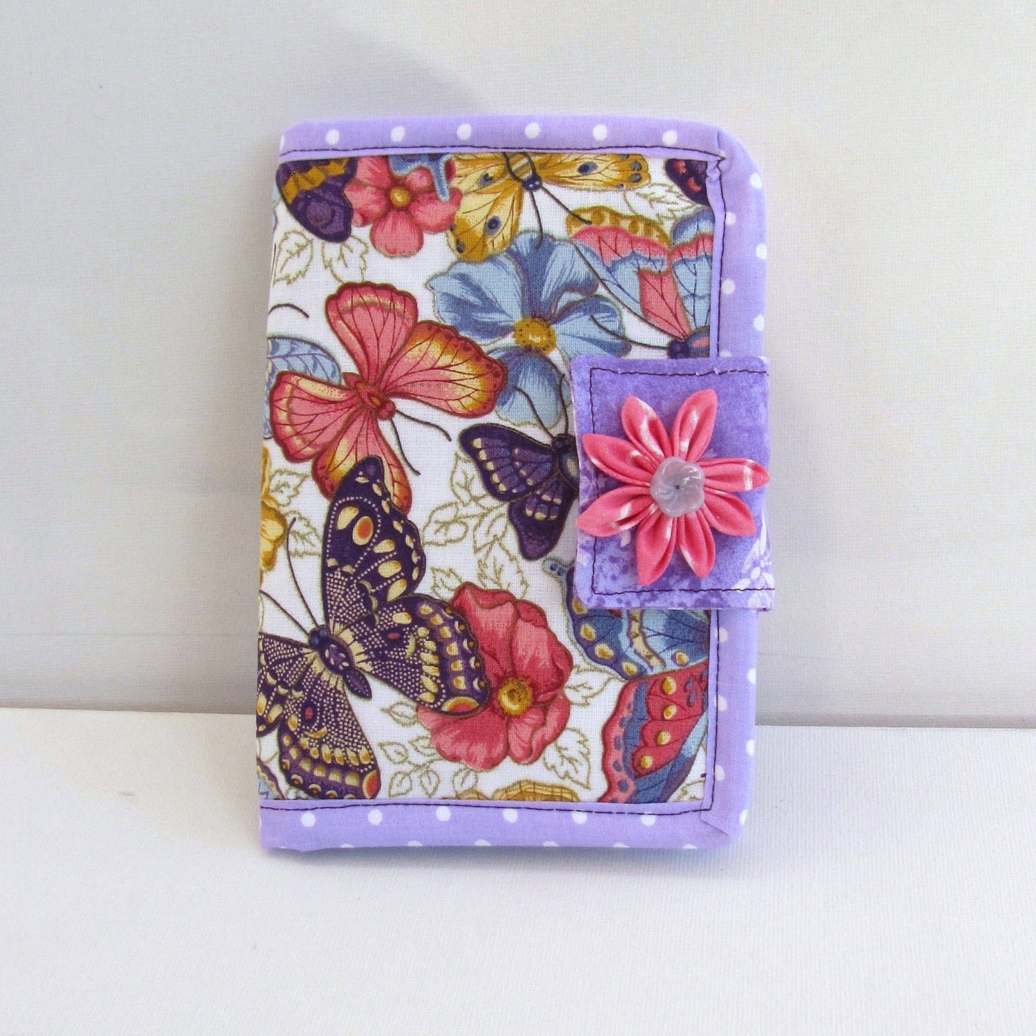 Fabric Bifold Wallet Purse with a butterfly theme