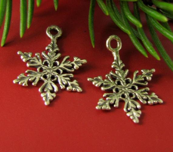 snow flake charms sterling silver charms