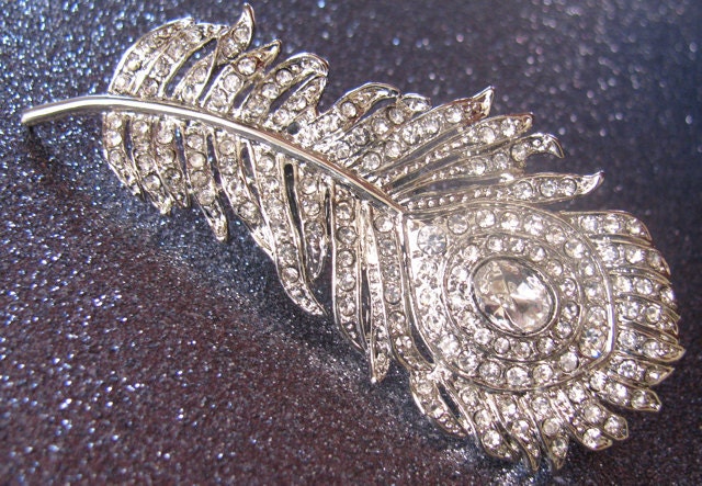 Crystal Hair Brooch Peacock