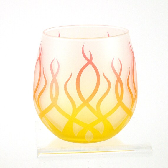 Wine Glasses - Strands - Custom Painted Set of 4 - Etched Glass