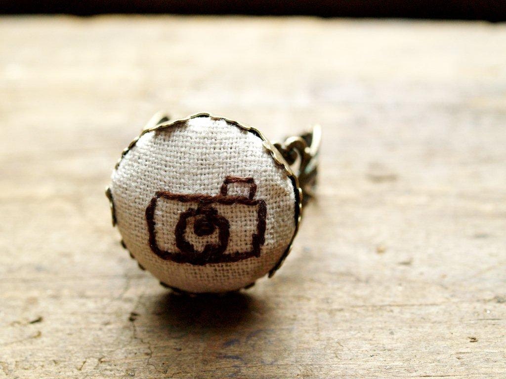 Tiny Embroidered Camera Ring