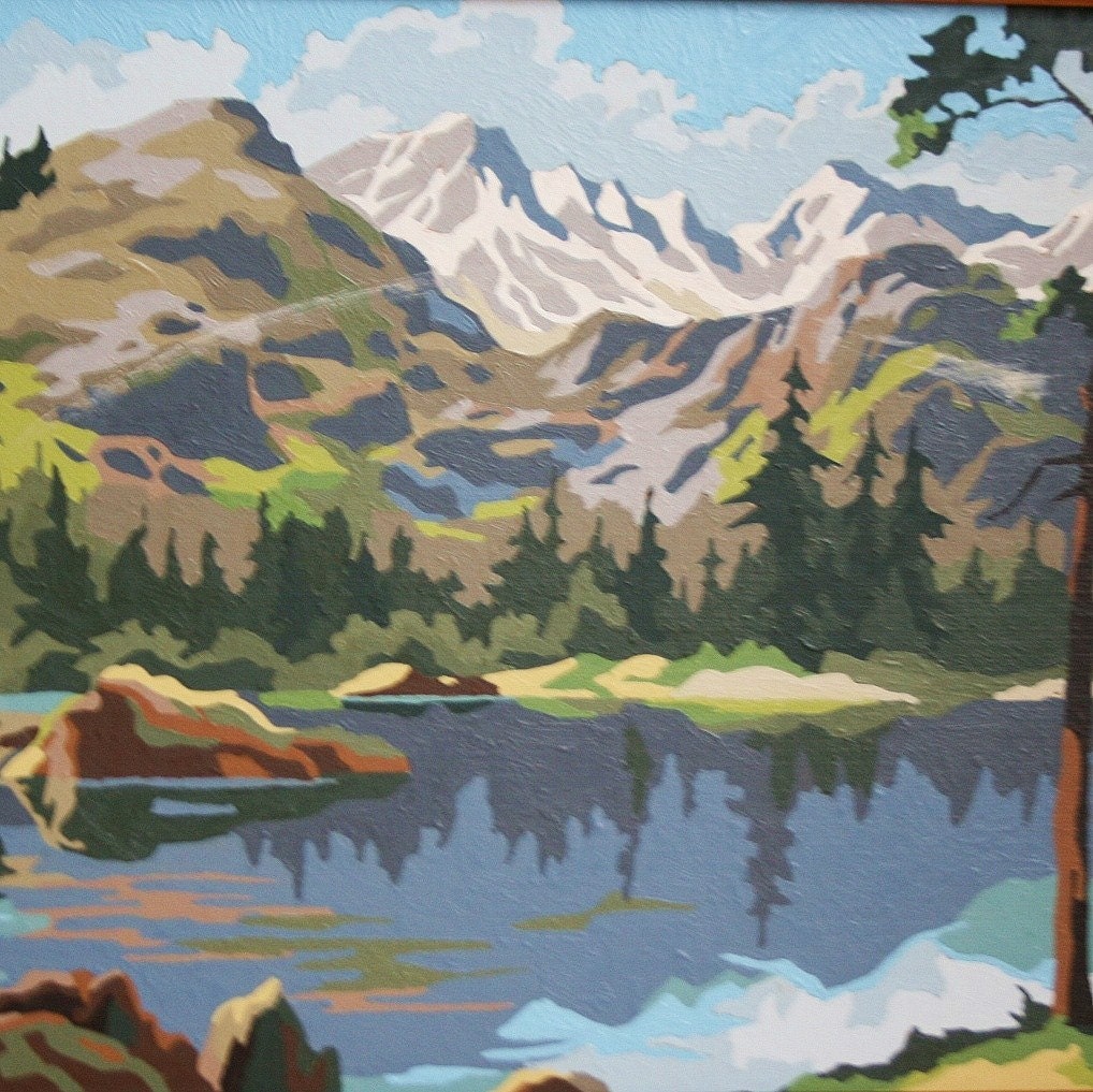 Vintage 1960s Paint By Numbers - Farm Scene - 14x10 Painting - Framed