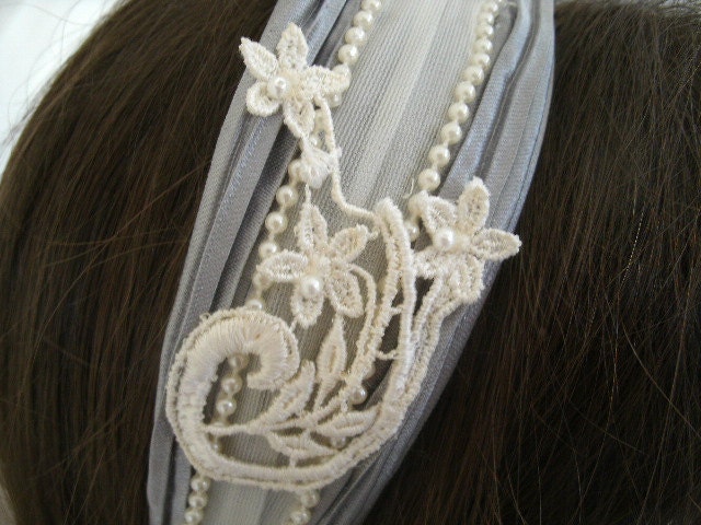lace and pearl headband