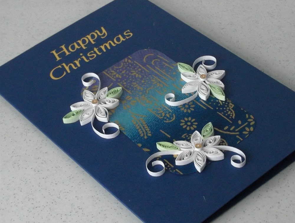 Handmade Christmas card, quilled, paper quilling