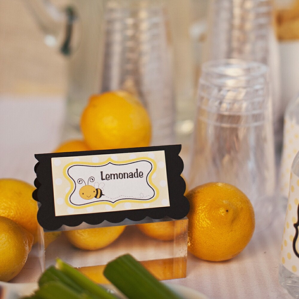 Water Bottle Labels - Birthday Party Decorations - Yellow & Black Bee Theme (12)