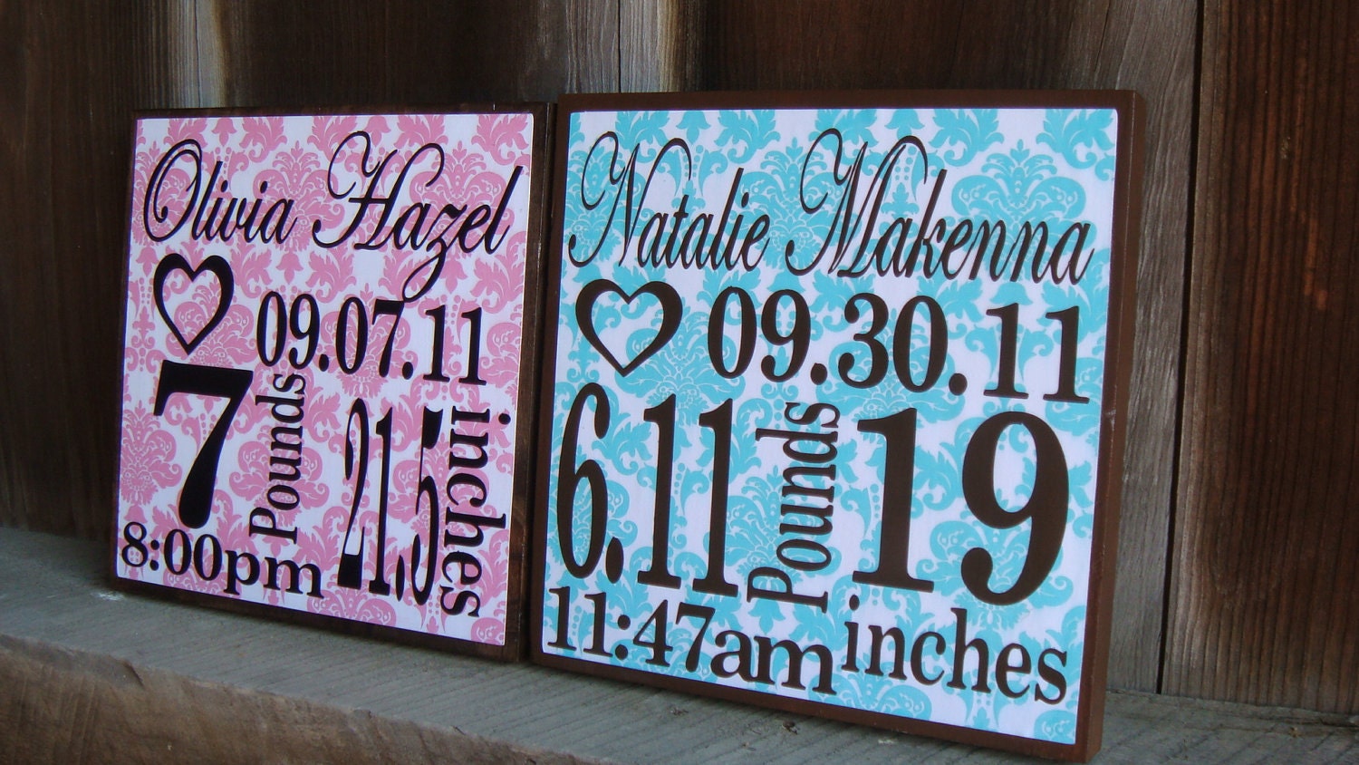 Personalized Birth Announcement Block-Girl- click for more color options