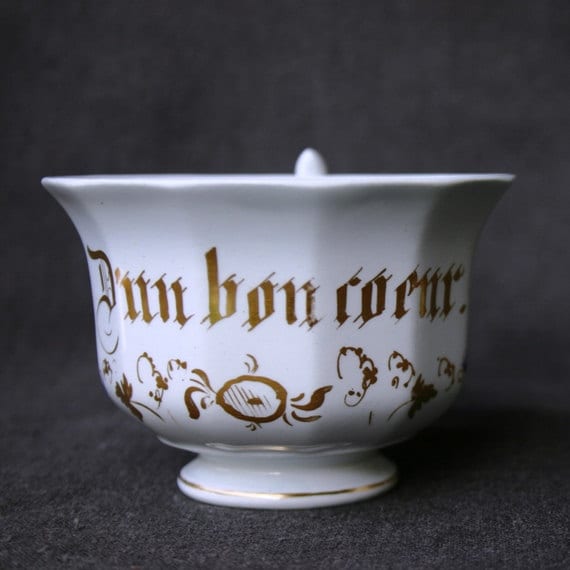 Willingly. Gift of appreciation porcelain antique cup.