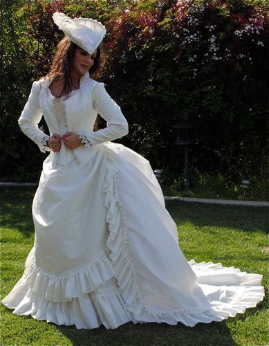White Wedding Victorian Reproduction Steampunk Set with Jacket Custom