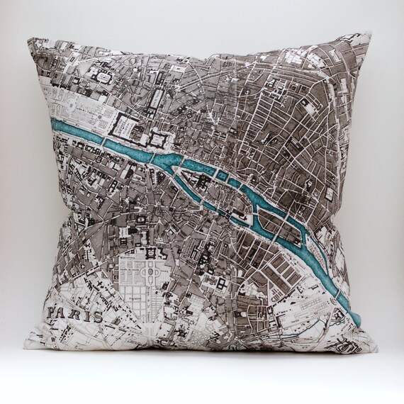 Paris vintage map pillow