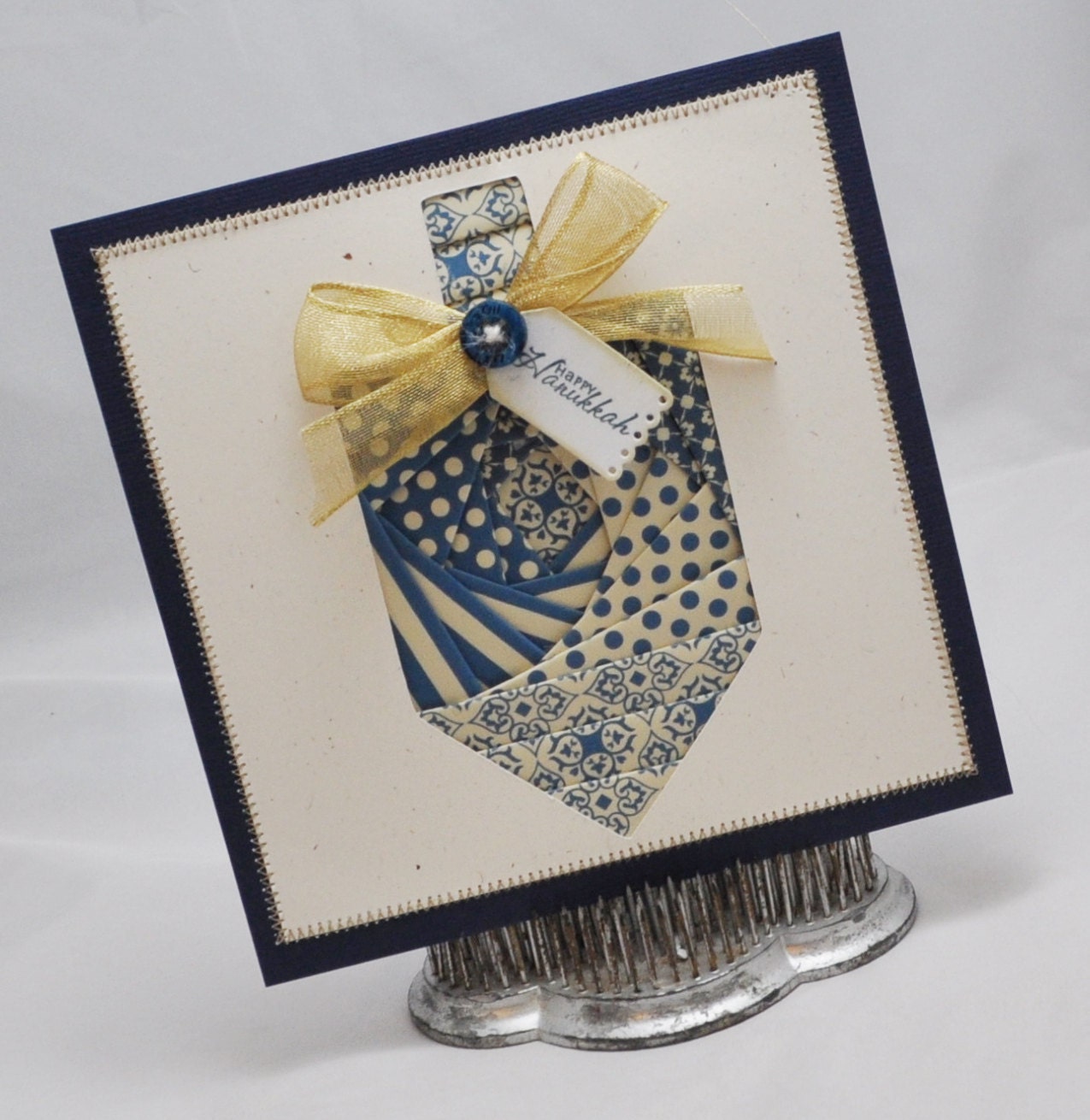 Dreidel Hanukkah Card Iris Folded