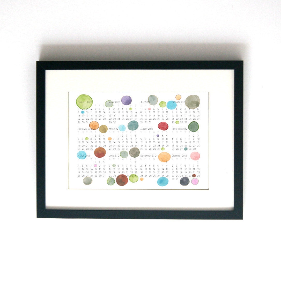 Wall CALENDAR 2012 Bubbles one page all days of the year - archival art print - 12 months