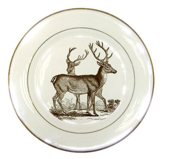 House Decor, Vintage, Deer, Autumn Entertaining, Thanksgiving, Decorative, Woodland, Porcelain Plate