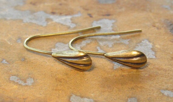 6 Trinity Brass Co. Antique Gold Patina French Hook with Shell Earwires -  LOW SHIPPING