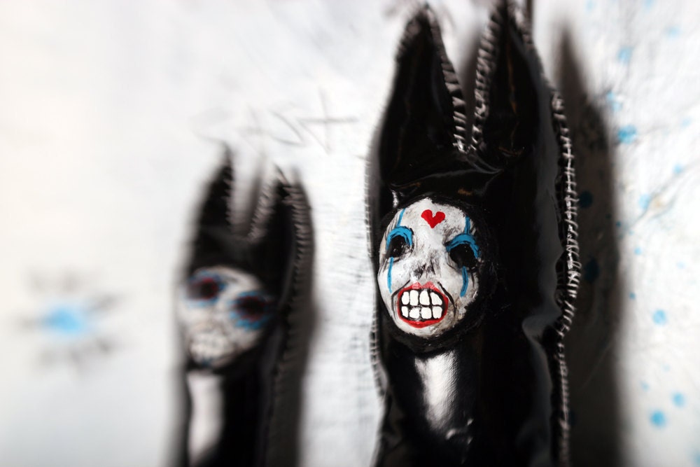 Doll Day of the Dead skull face strange Gothic ornament toy black vinyl plush hanging creepy Figure Dark Fairytale