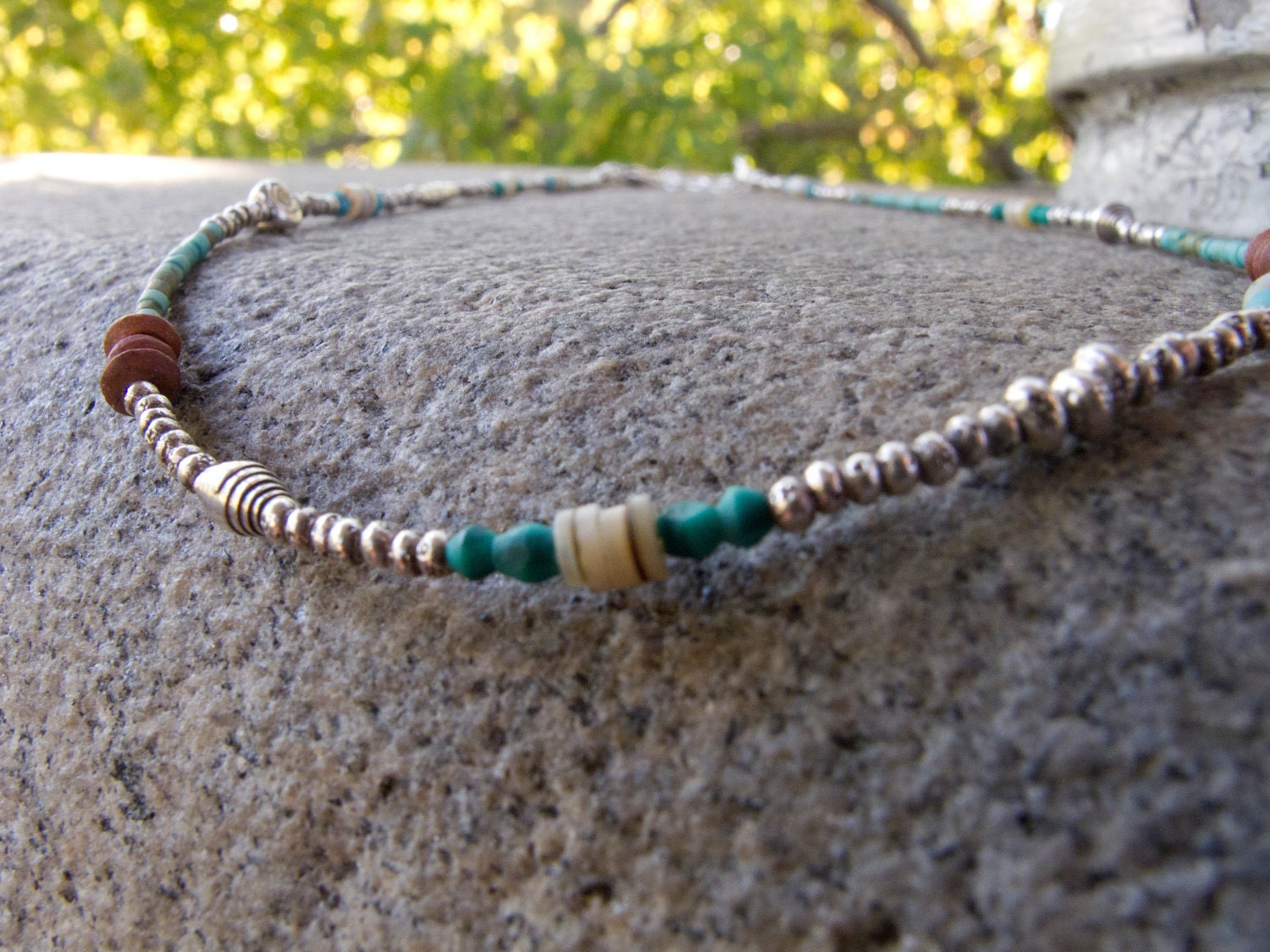 Fine Silver and Natural Stone Bead Necklace