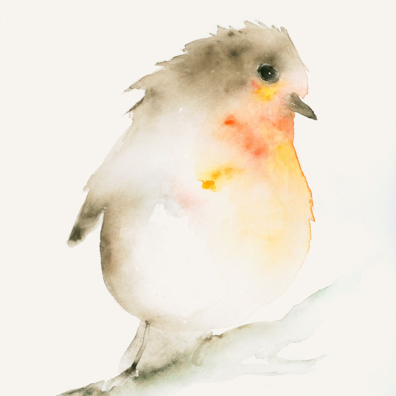 Little Red Robin - Fine Art Print from Original Watercolor