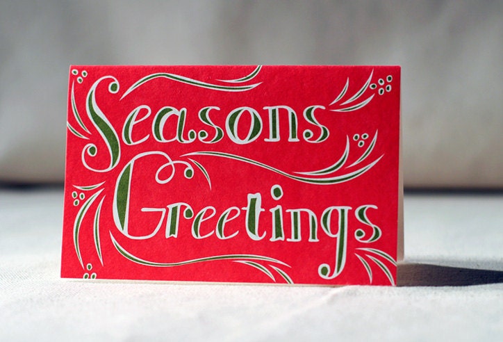 Greeted Offset holiday cards - Seasons Greetings. Offset printed on 100% PCW paper. Set of 8 cards. 5147