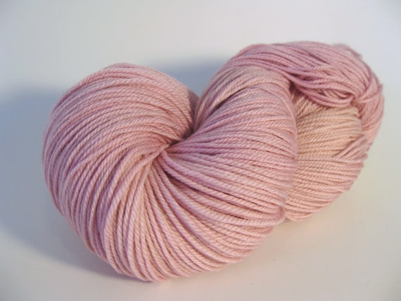 Hand dyed sock yarn, honeysuckle pink merino cashmere nylon - Tea rose