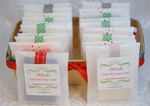 Soap Favors Christmas Edition- 10 Gift Wrapped Soap Slices