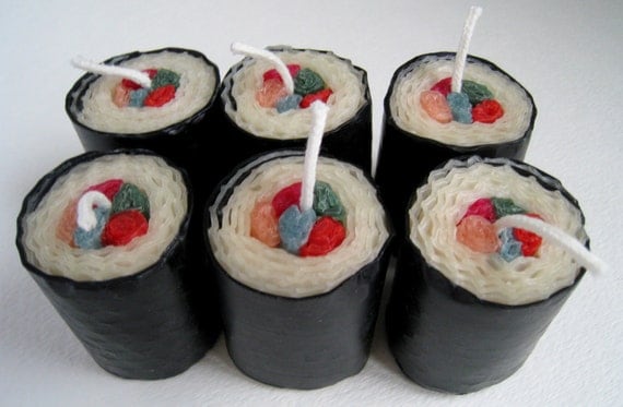 Sushi Beeswax Candles - Set of 6