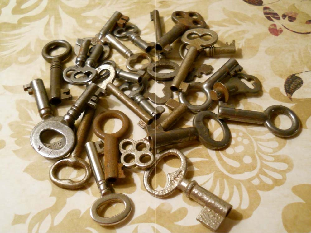 Ten Tiny Antique Skeleton Keys - Custom
