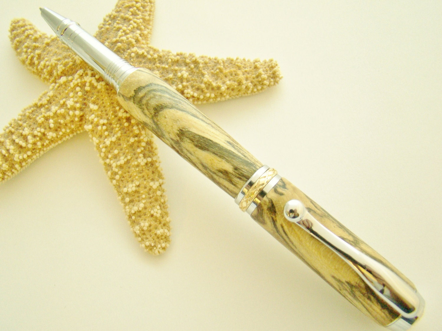 Handcrafted Spalted Hackberry Triton Rollerball Wooden Ink Pen Free Shipping