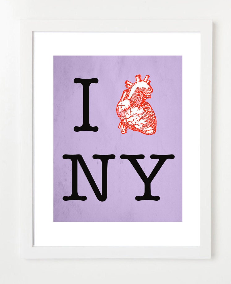 Poster:  I Heart New York Art Print - Choose Your Color