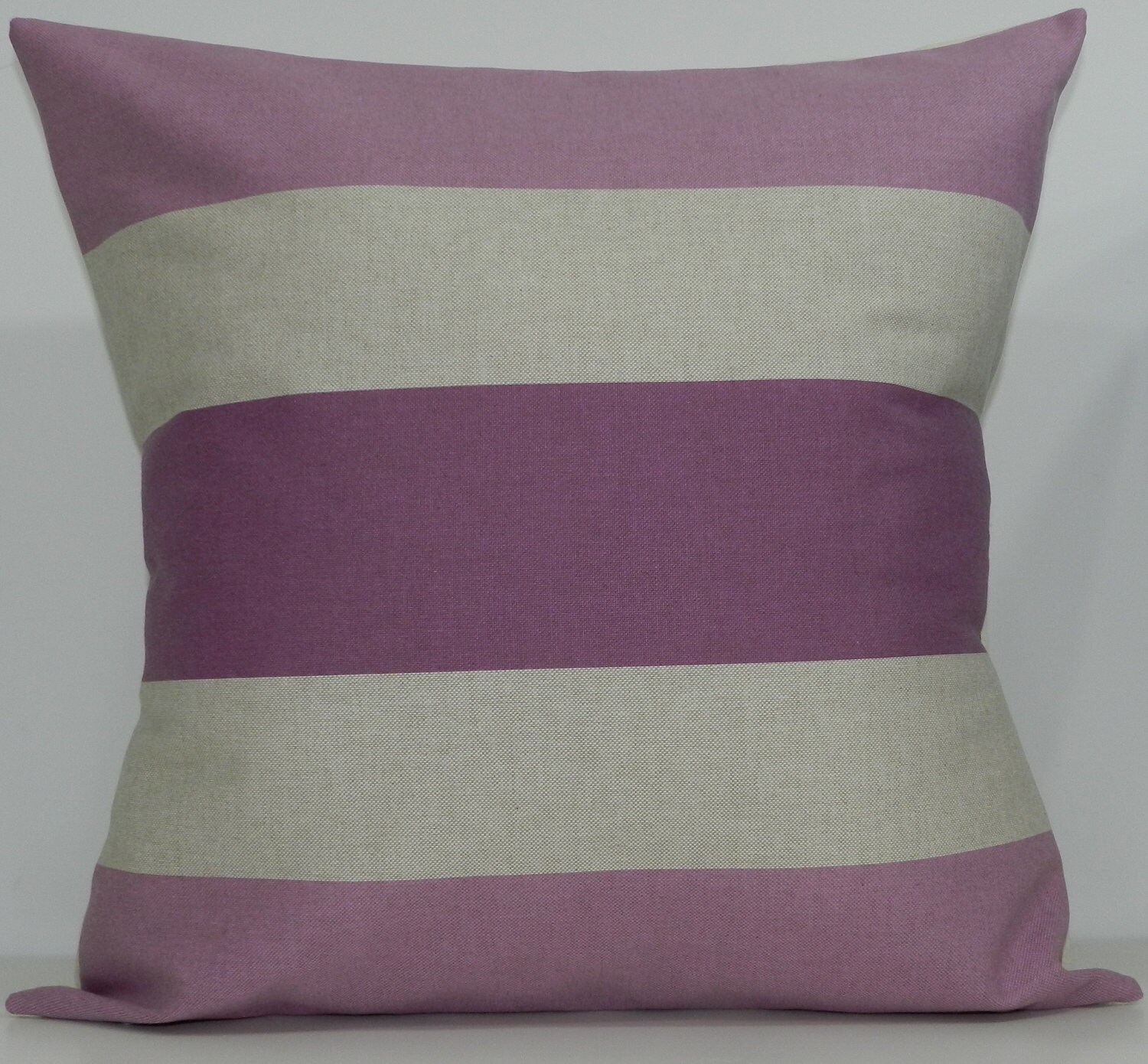 New 18x18 inch Designer Handmade Pillow Case in lavender stripe