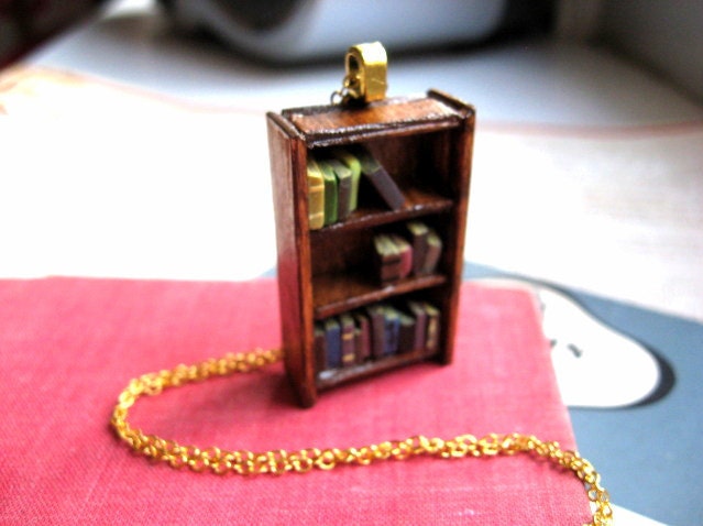 Antique Bookshelf Necklace by Coryographies (Made to Order)
