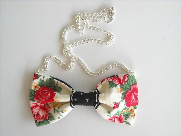 Floral Bow Tie Necklace