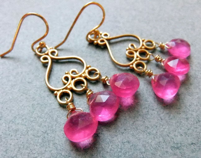 That's HOT Pink Chalcedony earrings