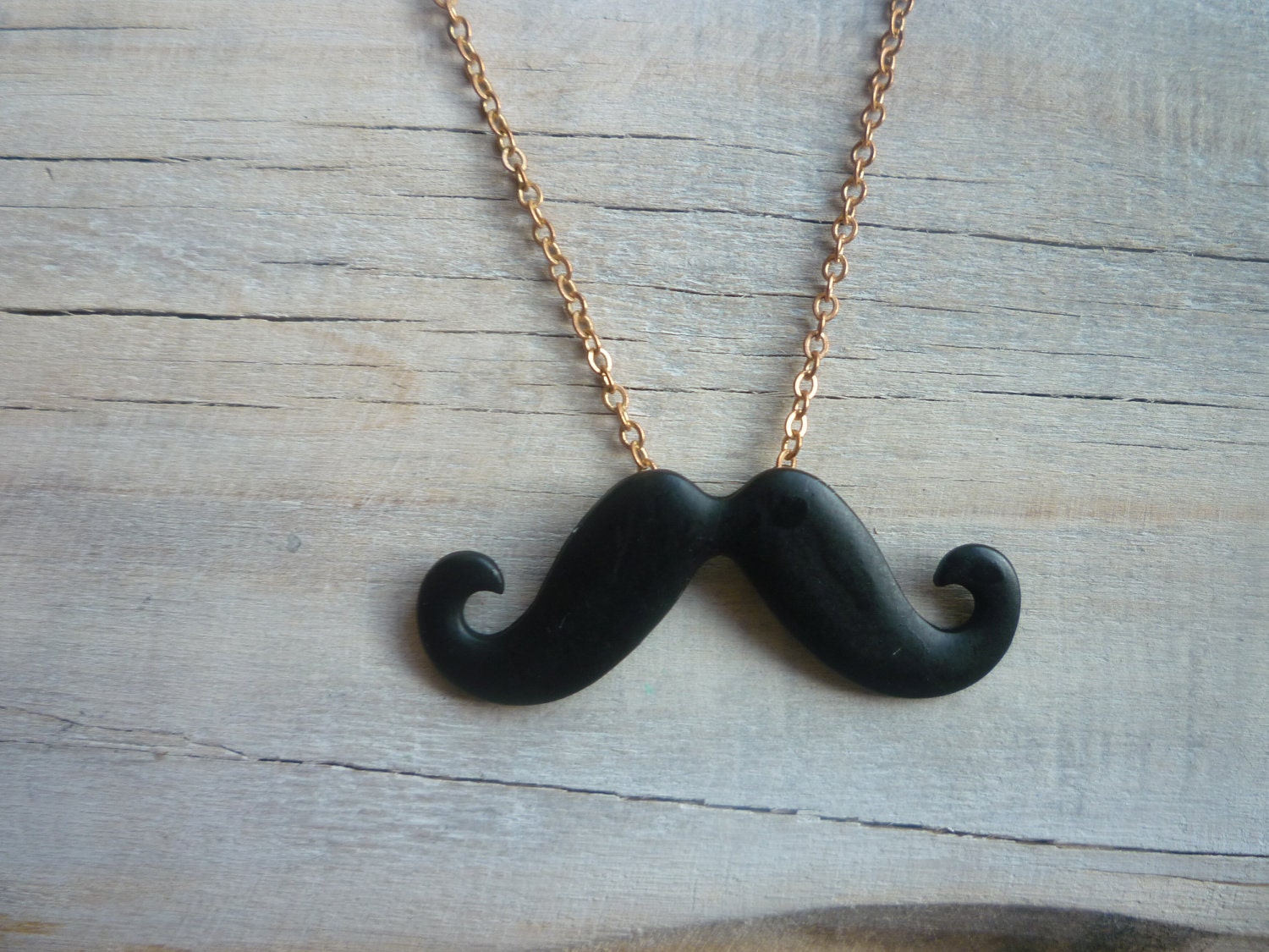 Black Moustache Necklace .. English Gentleman Movember Vintage Pendant