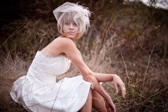 Iris - Short Wedding Dress, Beaded Lace